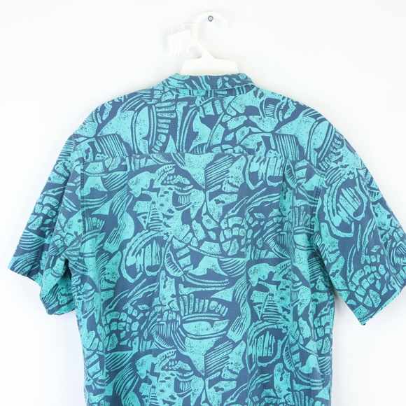 80s Streetwear Mens Small Abstract Hawaiian Shirt - Picture 7 of 8